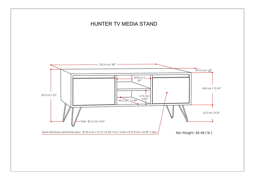 Umber Brown Stain TV Media Stand Y6162