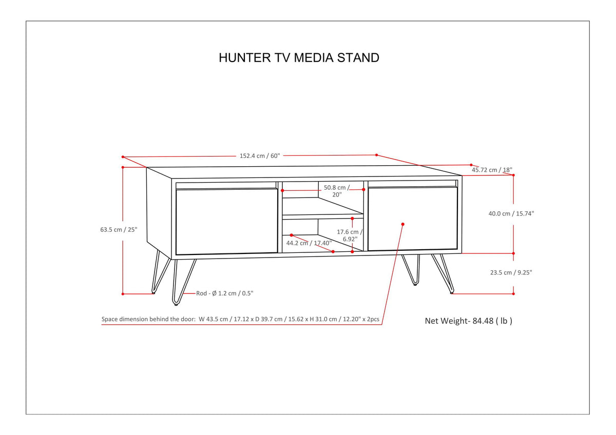 Umber Brown Stain TV Media Stand Y6162