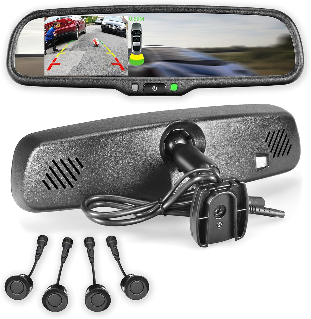 Rear View Mirror with 4.3 LCD Display and 4 Parking Sensors T36303