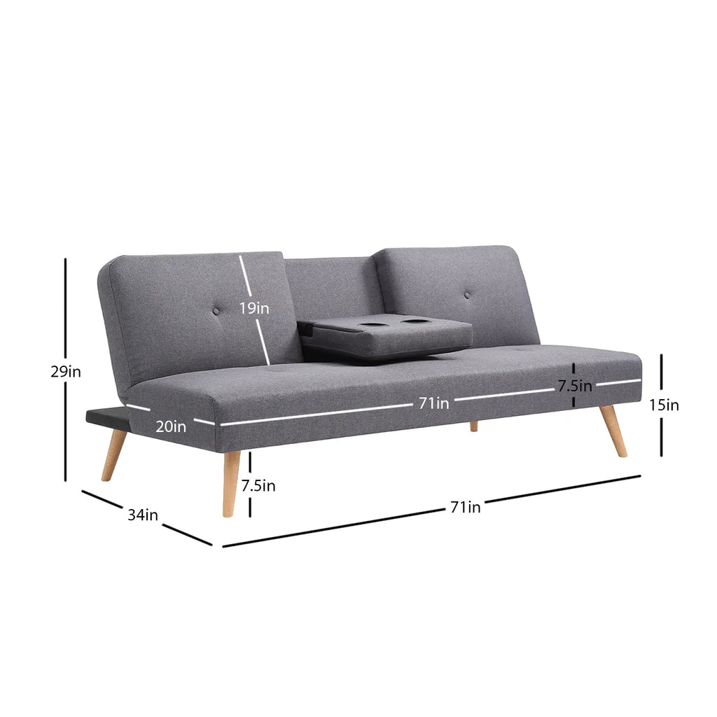 Grey Polyester Futon R579