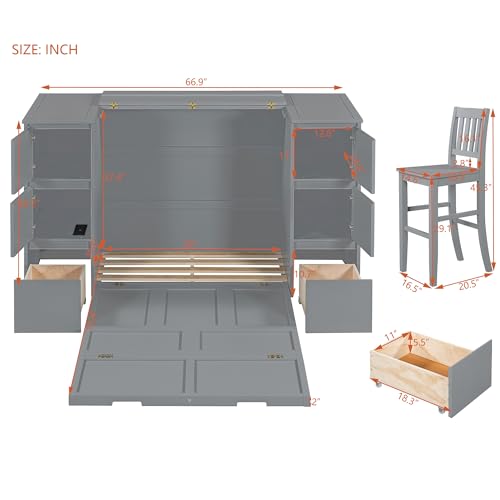 Full Size Murphy Bed with Storage and Drawers Z681283