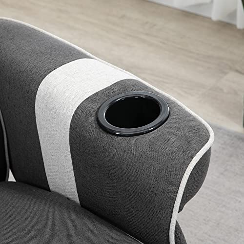 Black Manual Recliner Swivel Lounge Armchair with Footrest and Two Cup Holders K536637