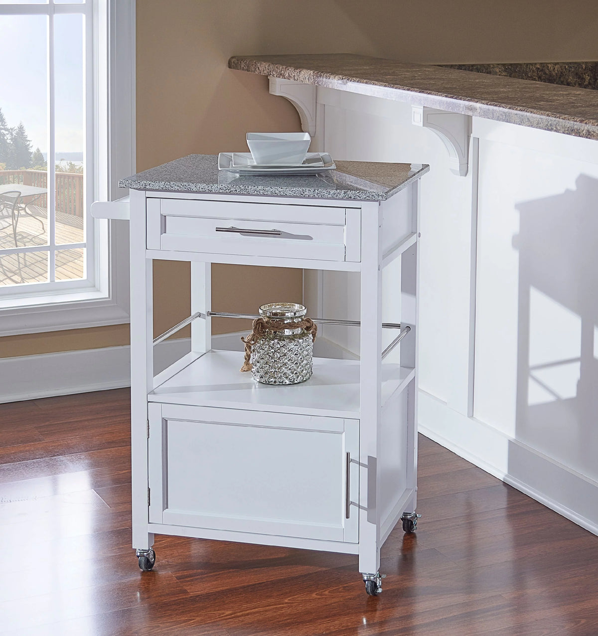 White Wood Kitchen Cart S79449