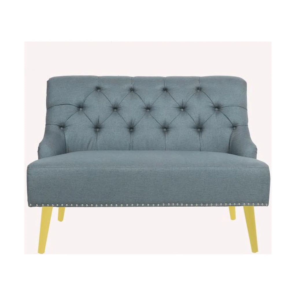 Light Blue Fabric Armless Loveseat W675416