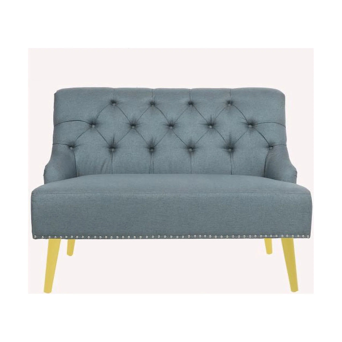 Light Blue Fabric Armless Loveseat W675416
