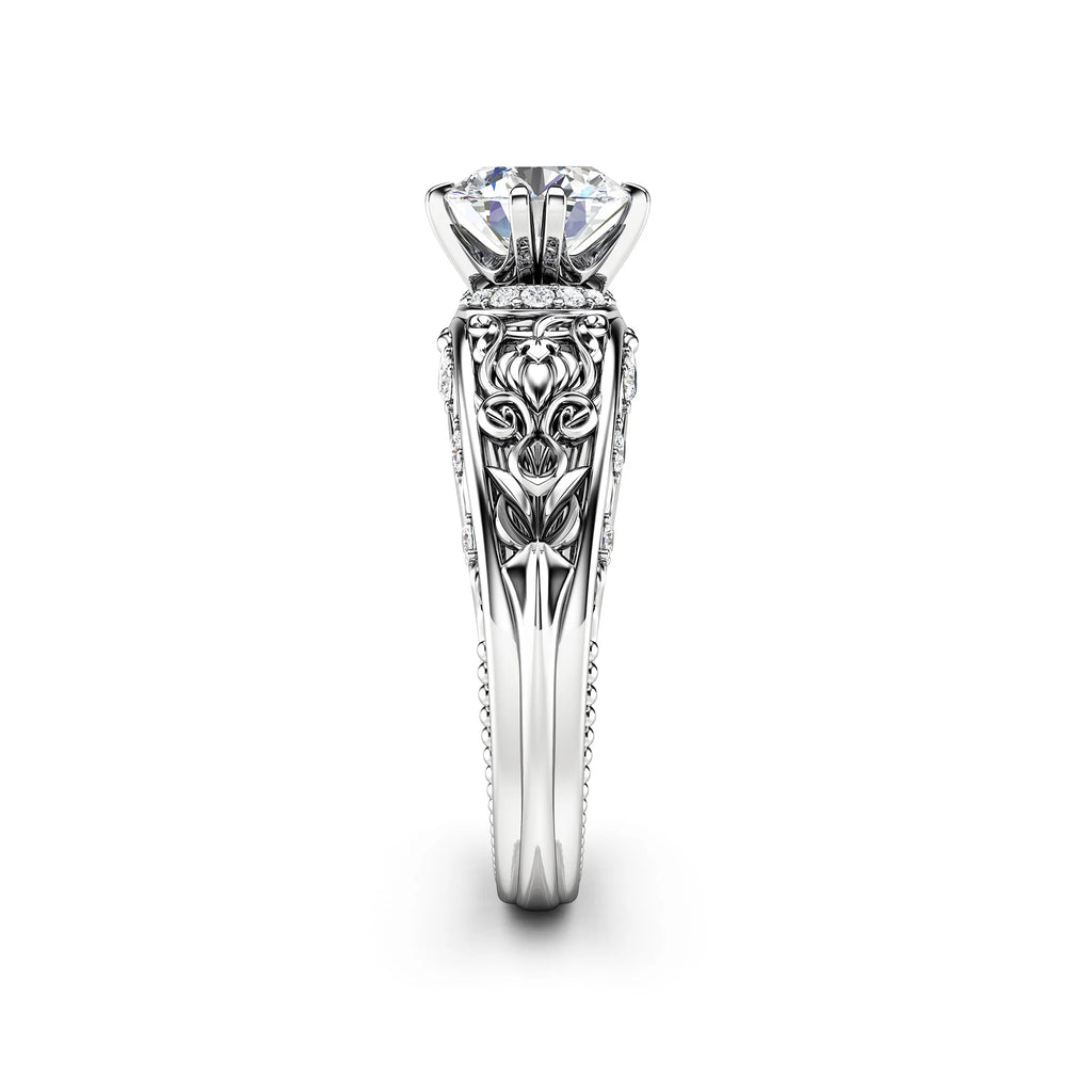 Vintage Round Moissanite Engagement Ring L652281
