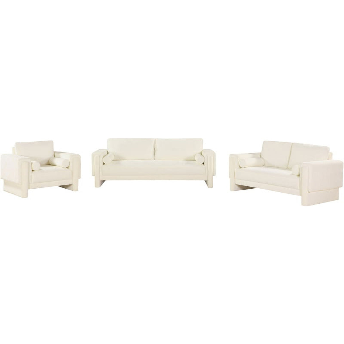 Cream Chenille Fabric Loveseat J565