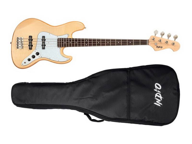Natural Flamed Maple Electric Bass with Gig Bag I381956