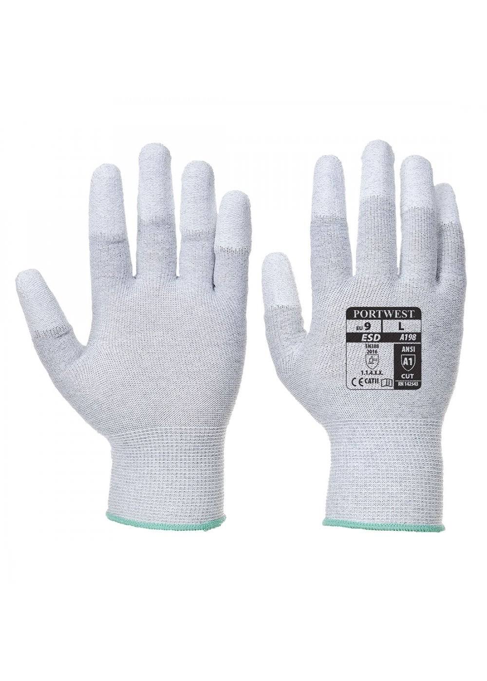 Antistatic PU Fingertip Glove Grey W33712