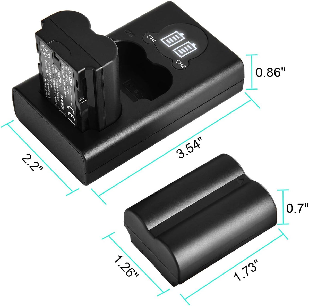 2-Pack Rechargeable Li-Ion Camera Batteries with Charger L637503