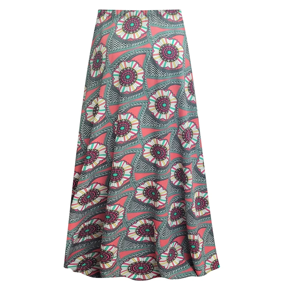 Boho Maxi Skirt with Elastic Waist A-Line X3129