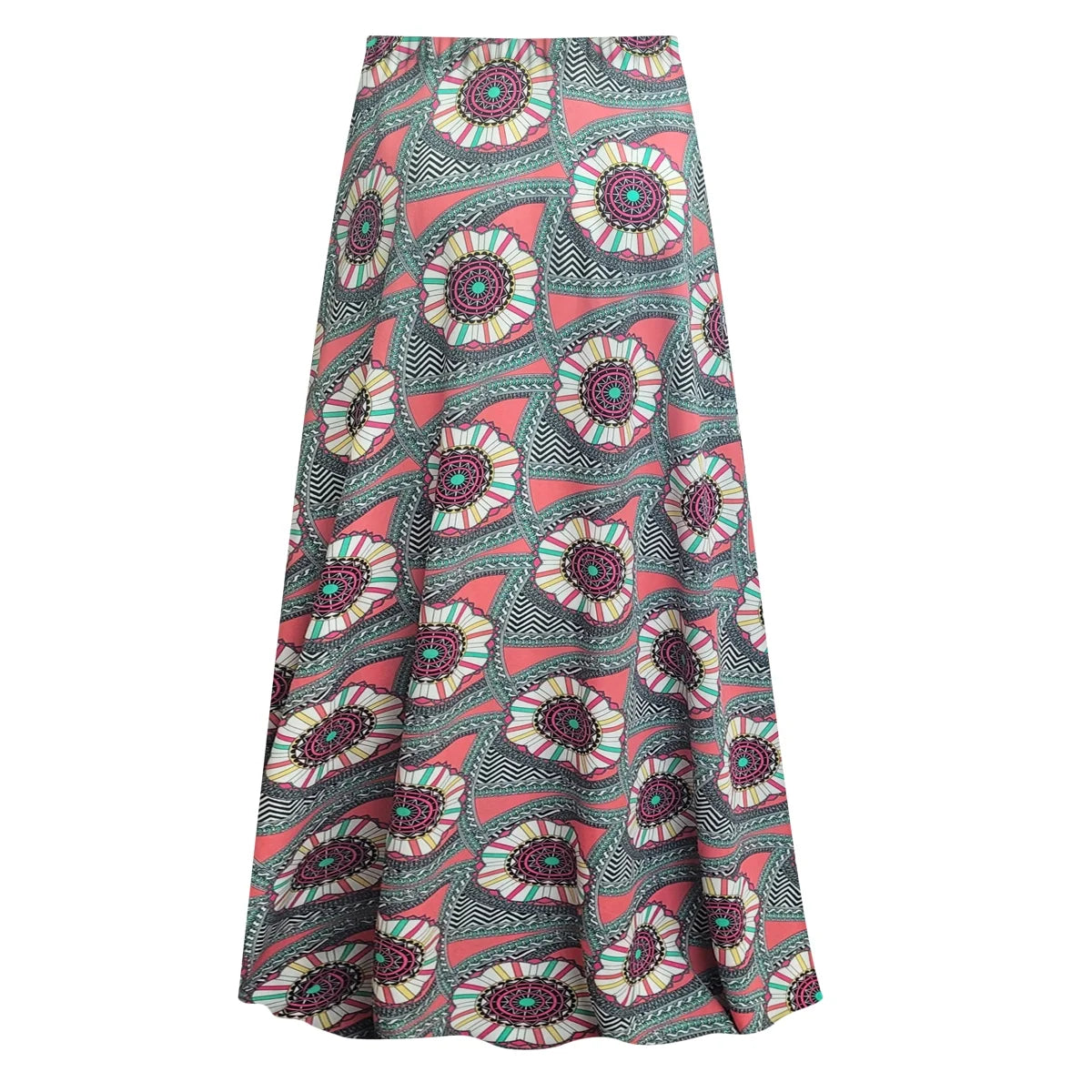 Boho Maxi Skirt with Elastic Waist A-Line X3129