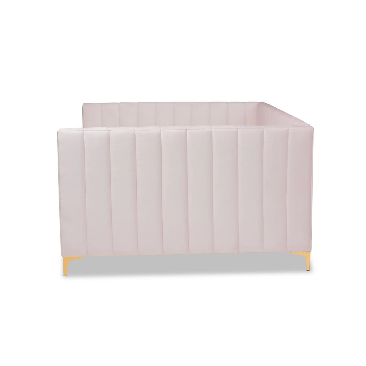 Light Pink Velvet Gold Finished Full Daybed Q9902