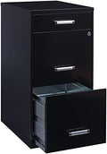 Black 18in Deep 3 Metal Organizer Pencil Drawer Vertical File Cabinet T248163