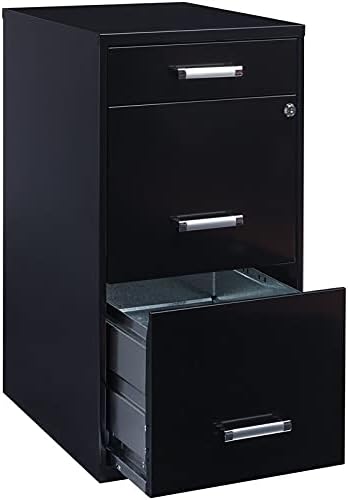 Black 18in Deep 3 Metal Organizer Pencil Drawer Vertical File Cabinet T248163