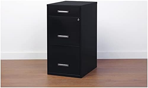 Black 18in Deep 3 Metal Organizer Pencil Drawer Vertical File Cabinet T248163