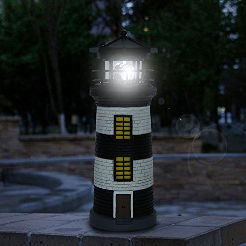 Solar Lighthouse Rotating Outdoor Light Garden Ornament C80942