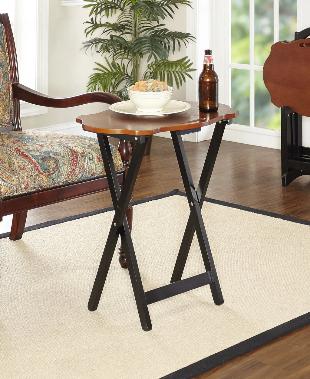 5-Piece Folding Side Table Set, Hazelnut/Black C3491