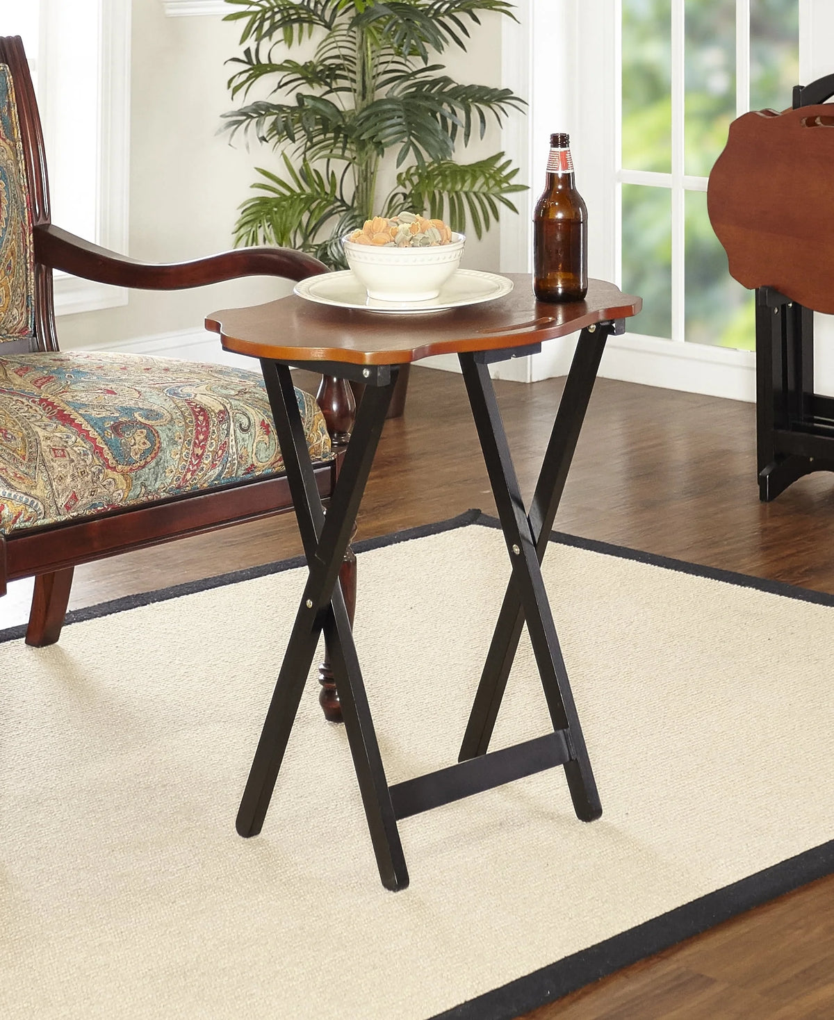 5-Piece Folding Side Table Set, Hazelnut/Black C3491