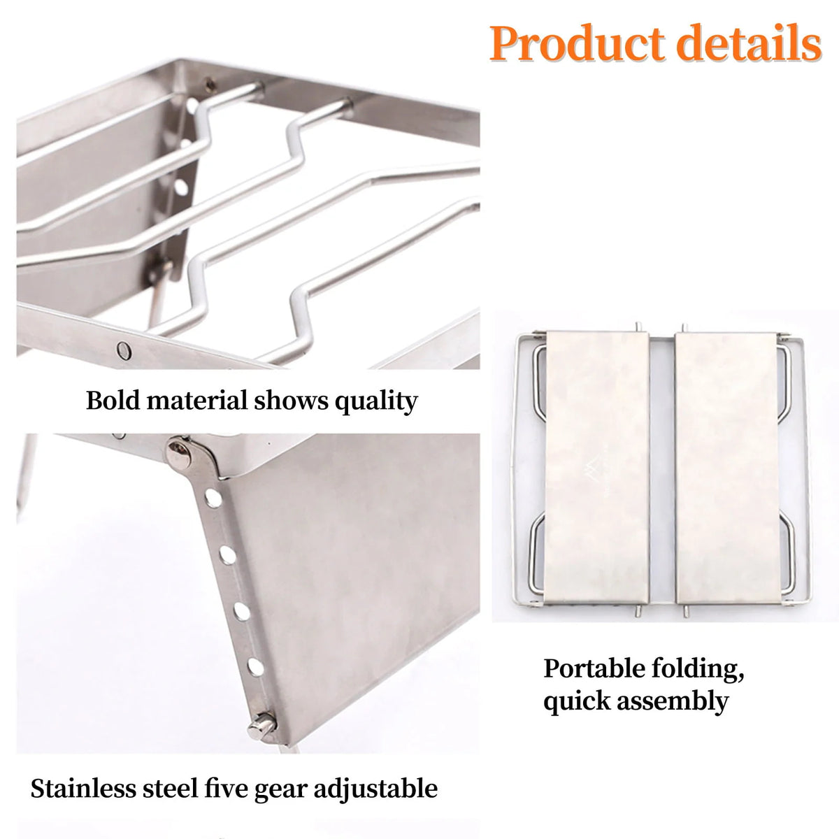 Folding Portable Stainless Steel Charcoal Barbecue Grill U968120