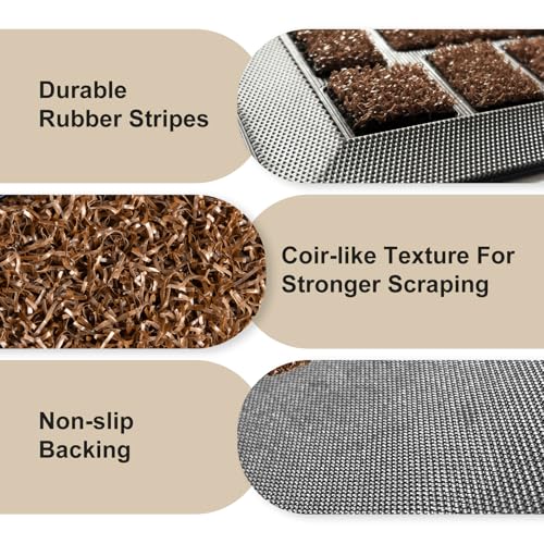 Yellow 36x17 Inches Non-Slip Low-Profile Front Door Mat V9213