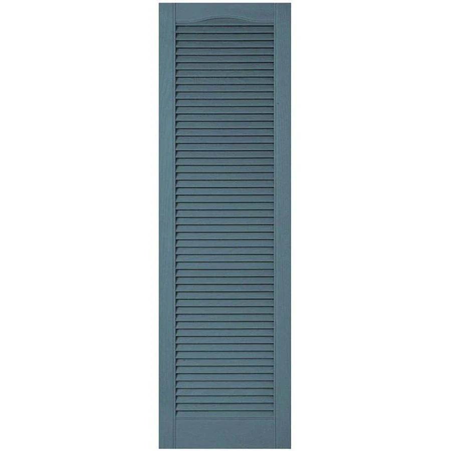 14-1/2 in. x 58 in. Vinyl Louvered Shutters Pair Wedgewood Blue N519