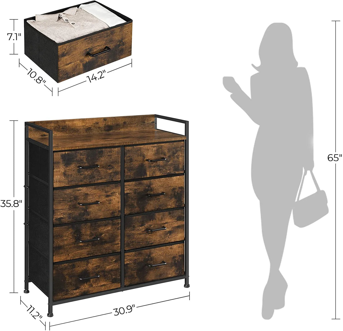 8 Fabric Storage Drawer Dresser with Metal Frame A3032