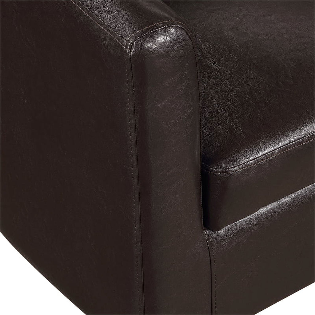 Espresso Faux Leather Fabric Accent Chair with Ottoman J84091
