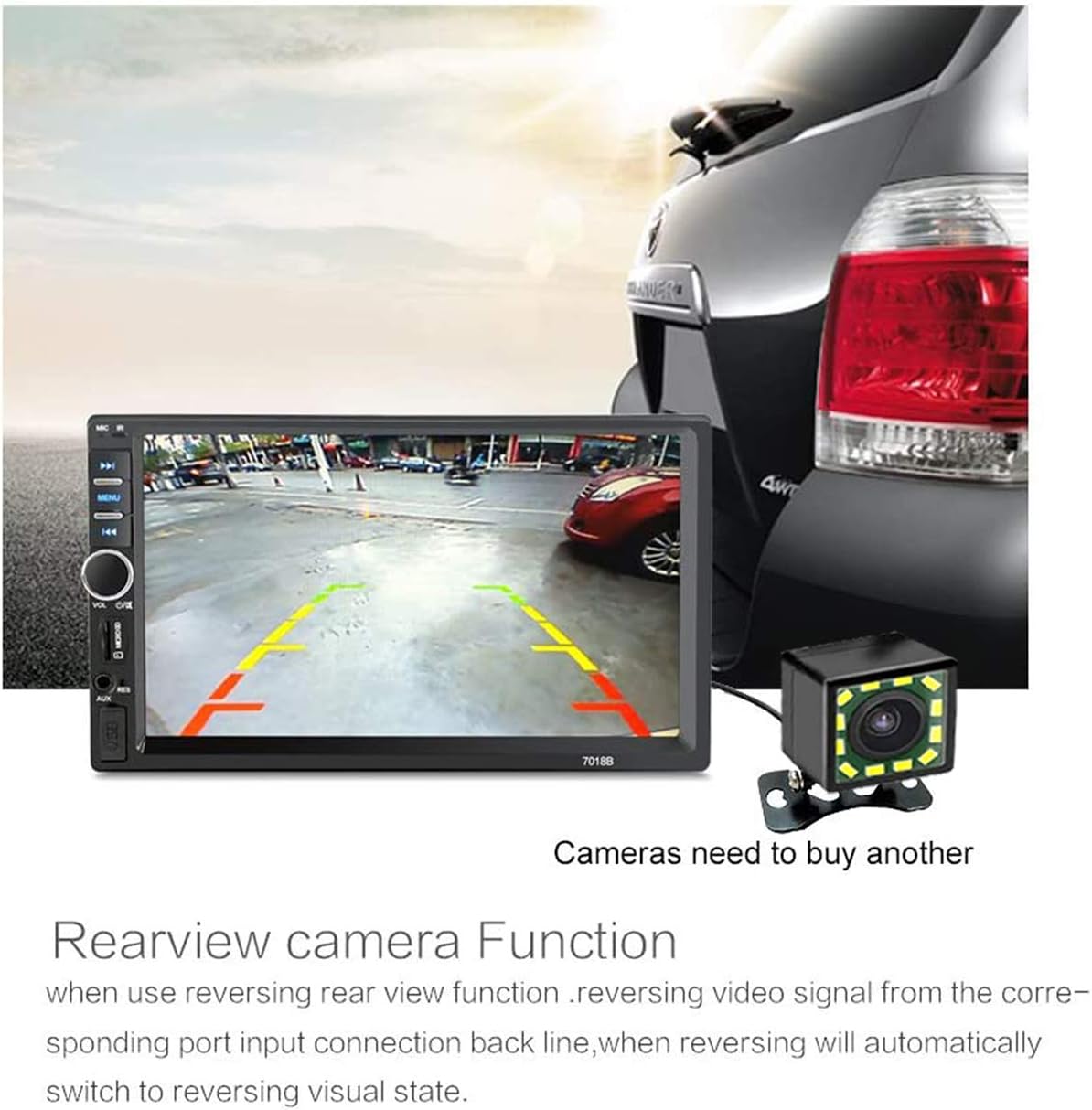Double Din Car Stereo with Bluetooth & Rear-View Camera V9757