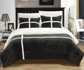 Black Queen 3 Piece Sherpa Comforter Set N6970