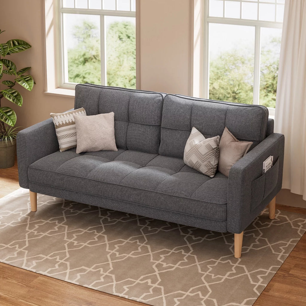 Gray Sofa with Storage Pockets X40973