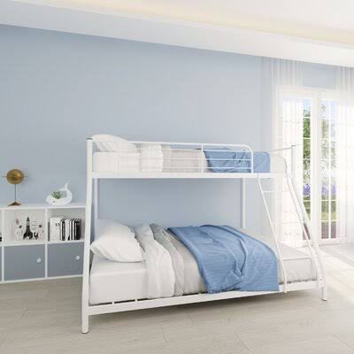 White Twin Over Full Metal Bunk Bed D7950