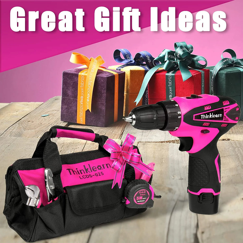 Pink 137 Piece Cordless Drill and Tool Set Y281