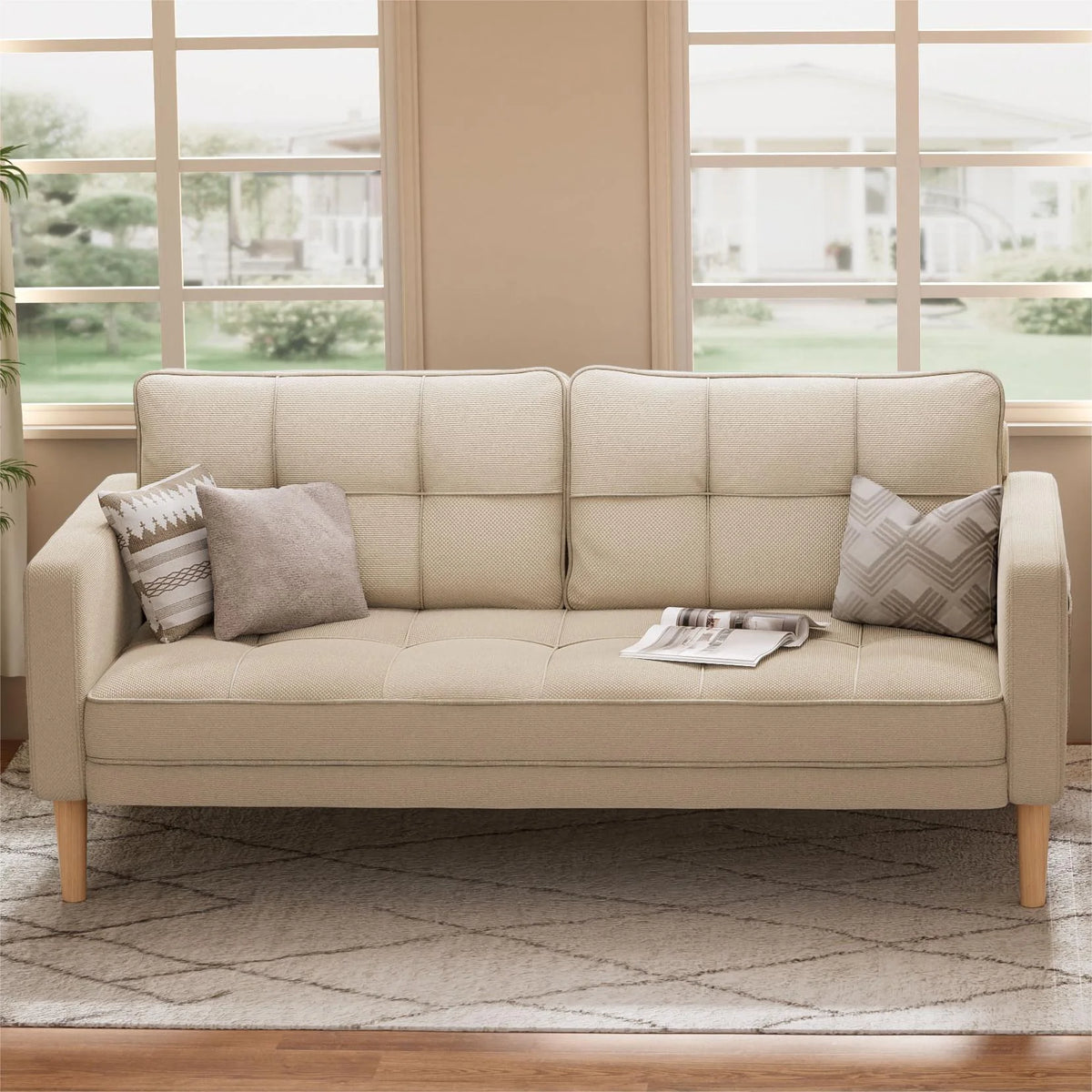 Gray Sofa with Storage Pockets X40973