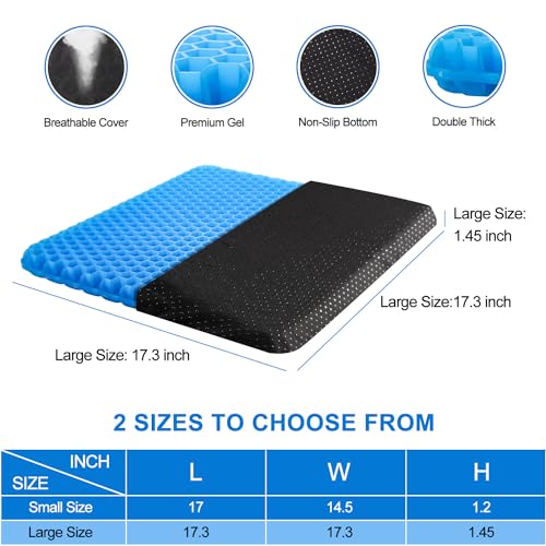 Thick Extra Large Gel Seat Cushion with Non-Slip Cover M654