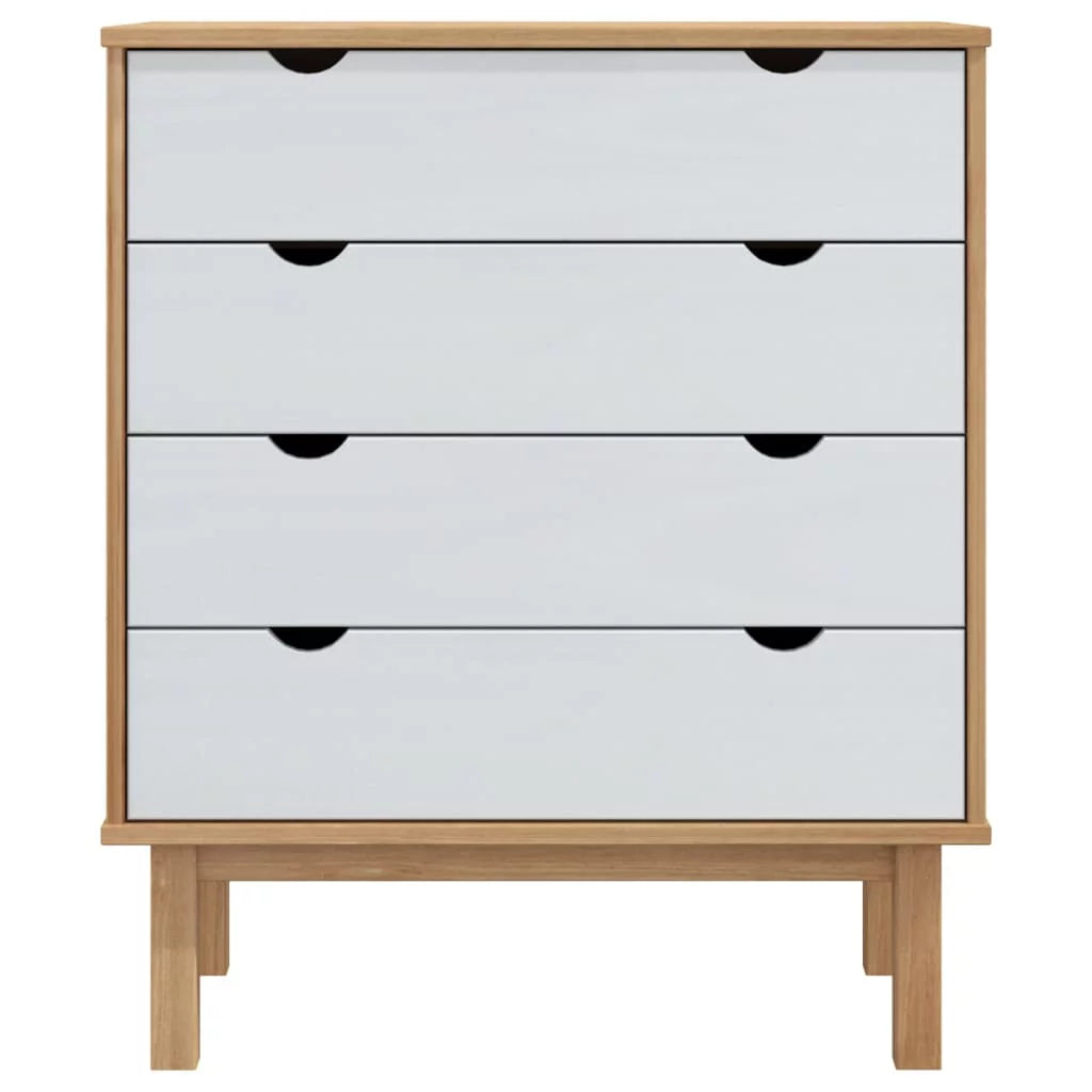 Brown&White Solid Wood Pine Drawer Cabinet B242