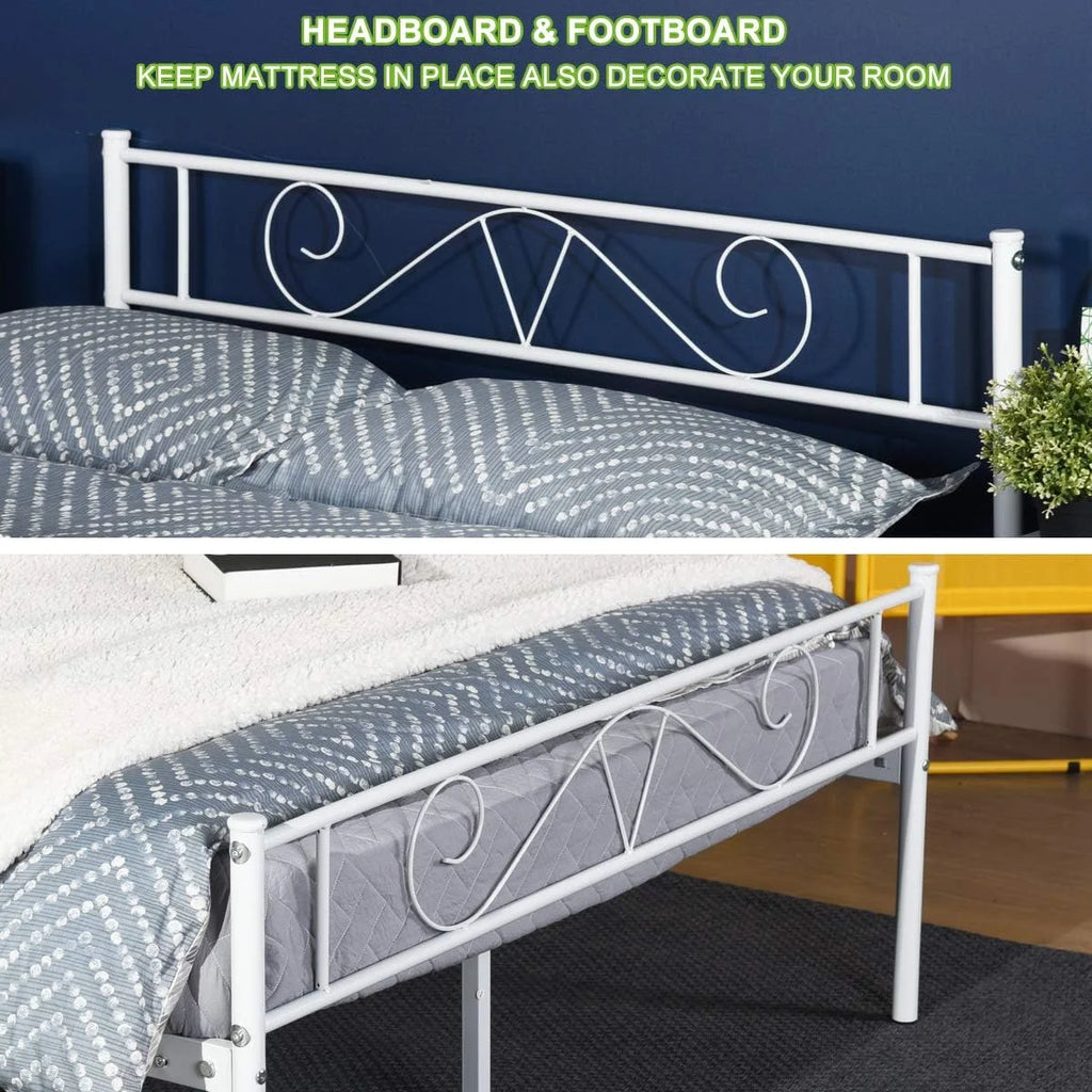 Queen Size Metal Platform Bed Frame with Headboard E86433