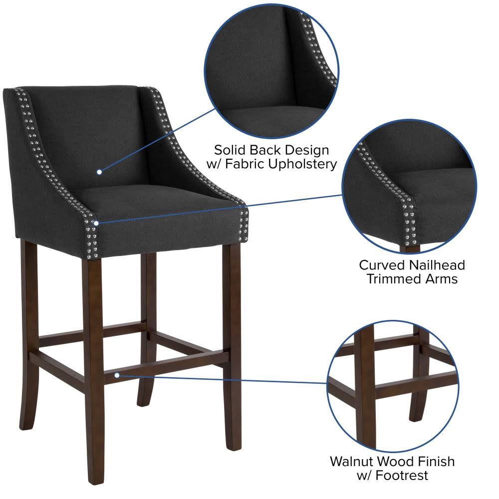 Brown Leather Barstool with Nail Trim Z65545
