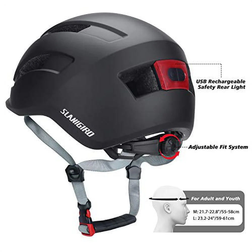 Adult Bike Helmet with Light and Replacement Pads L2640