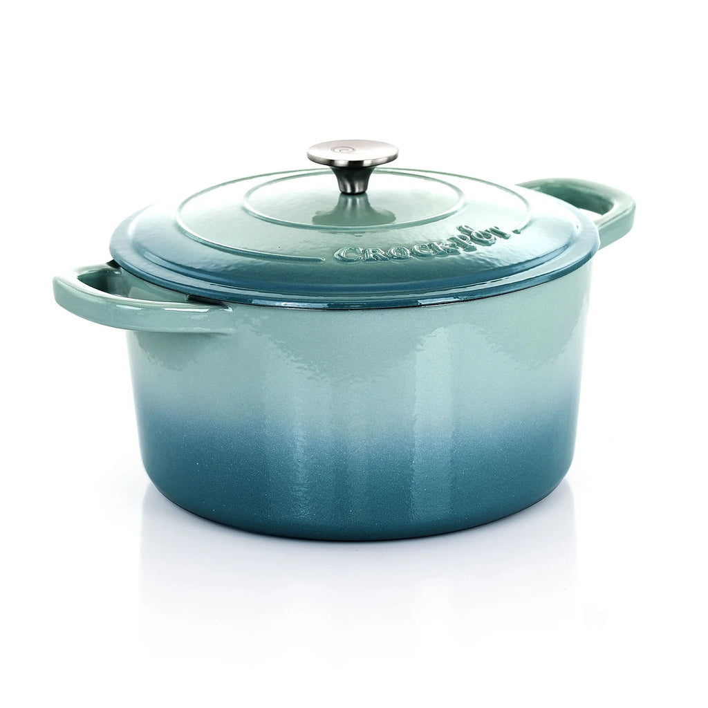 2-Piece Enameled Cast Iron Dutch Oven, 7 Quarts, Aqua Blue P57342