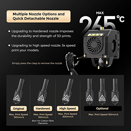 3D Printer with Auto Leveling, 300mm/s High Speed Printing, 265°C Hardened Nozzle X9085