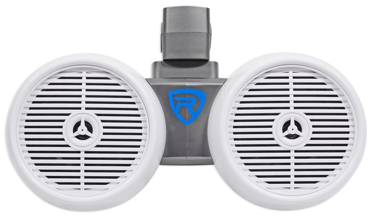Dual 6.5" White 600 Watt Marine Wakeboard Tower Speaker System G2399