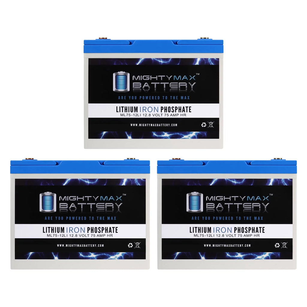 12V 75AH Lithium Replacement Battery 3 Pack W346