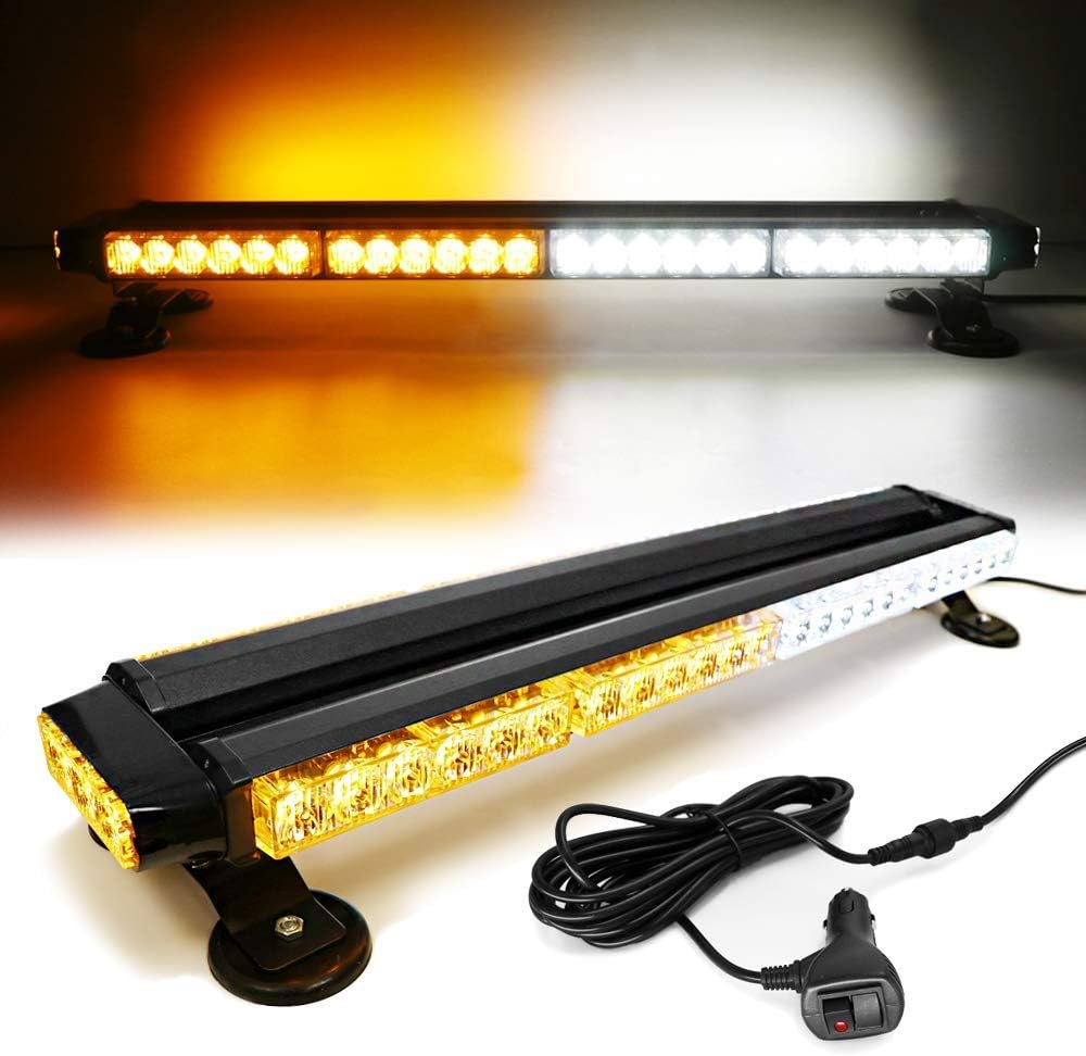 White Red 26 54 LED Roof Top Double Side Emergency Strobe Light Bar with Magnetic Base C912