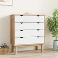 Brown&White Solid Wood Pine Drawer Cabinet B242