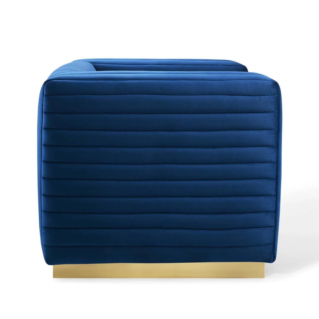 Navy Velvet Accent Armchair R77666