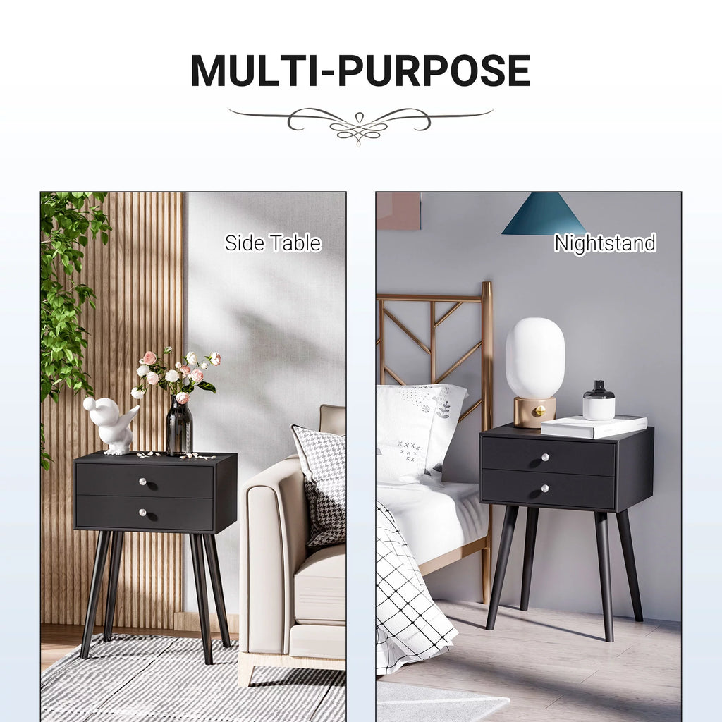 Black Side Table with 2 Pull Out Drawers G1134