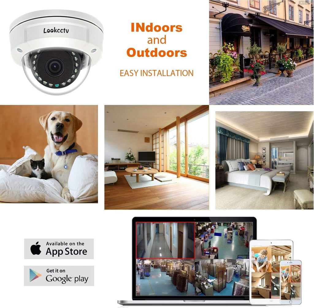 5MP HD IP POE Dome Security Camera, White, 3.6mm Lens, Pack of 2 G59072