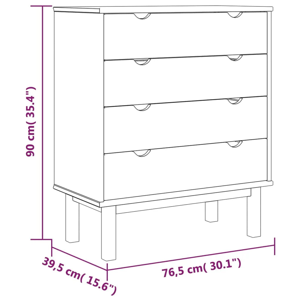 Brown&White Solid Wood Pine Drawer Cabinet B242