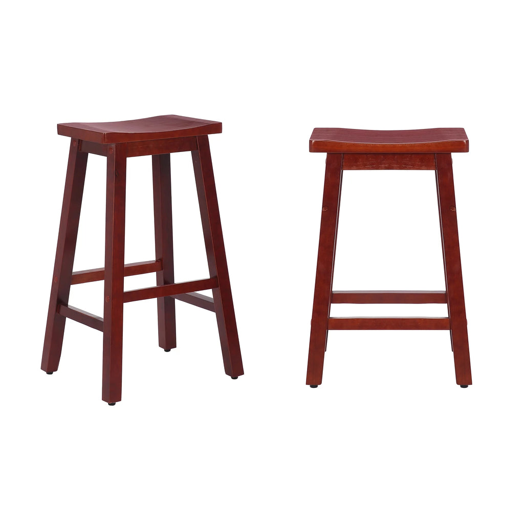 29 Inch Saddle Bar Stools Set of 2 Solid Wood Cherry P87648